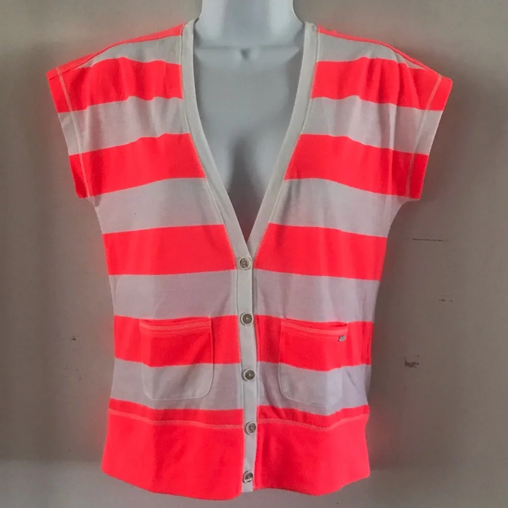 Aeropostale Neon Pink Deep V-Neck Top